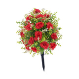 Maxbell Artificial Rose Flower with Ground Spikes Fake Plant for Yard Farmhouse Party Red