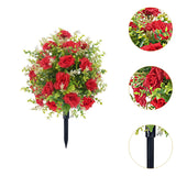 Maxbell Artificial Rose Flower with Ground Spikes Fake Plant for Yard Farmhouse Party Red