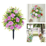 Maxbell Artificial Rose Flower with Ground Spikes Fake Plant for Yard Farmhouse Party Purple