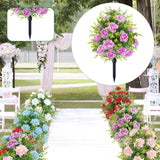 Maxbell Artificial Rose Flower with Ground Spikes Fake Plant for Yard Farmhouse Party Purple