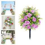 Maxbell Artificial Rose Flower with Ground Spikes Fake Plant for Yard Farmhouse Party Purple