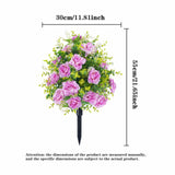 Maxbell Artificial Rose Flower with Ground Spikes Fake Plant for Yard Farmhouse Party Purple