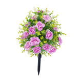 Maxbell Artificial Rose Flower with Ground Spikes Fake Plant for Yard Farmhouse Party Purple