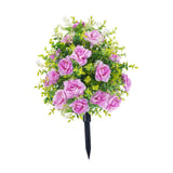 Maxbell Artificial Rose Flower with Ground Spikes Fake Plant for Yard Farmhouse Party Purple