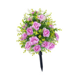 Maxbell Artificial Rose Flower with Ground Spikes Fake Plant for Yard Farmhouse Party Purple