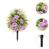 Maxbell Artificial Rose Flower with Ground Spikes Fake Plant for Yard Farmhouse Party Purple