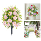 Maxbell Artificial Rose Flower with Ground Spikes Fake Plant for Yard Farmhouse Party Pink
