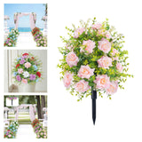 Maxbell Artificial Rose Flower with Ground Spikes Fake Plant for Yard Farmhouse Party Pink