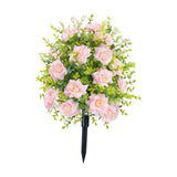 Maxbell Artificial Rose Flower with Ground Spikes Fake Plant for Yard Farmhouse Party Pink