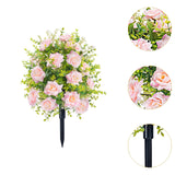 Maxbell Artificial Rose Flower with Ground Spikes Fake Plant for Yard Farmhouse Party Pink