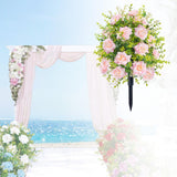 Maxbell Artificial Rose Flower with Ground Spikes Fake Plant for Yard Farmhouse Party Pink