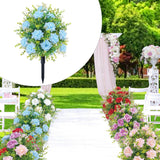 Maxbell Artificial Rose Flower with Ground Spikes Fake Plant for Yard Farmhouse Party Blue