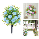 Maxbell Artificial Rose Flower with Ground Spikes Fake Plant for Yard Farmhouse Party Blue
