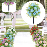Maxbell Artificial Rose Flower with Ground Spikes Fake Plant for Yard Farmhouse Party Blue