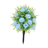 Maxbell Artificial Rose Flower with Ground Spikes Fake Plant for Yard Farmhouse Party Blue