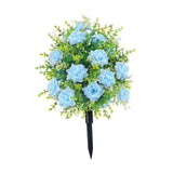 Maxbell Artificial Rose Flower with Ground Spikes Fake Plant for Yard Farmhouse Party Blue