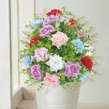 Maxbell Artificial Rose Flower with Ground Spikes Fake Plant for Yard Farmhouse Party Blue