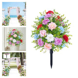 Maxbell Artificial Rose Flower with Ground Spikes Fake Plant for Yard Farmhouse Party Multicolor