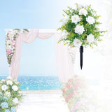 Maxbell Artificial Rose Flower with Ground Spikes Fake Plant for Yard Farmhouse Party White