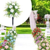 Maxbell Artificial Rose Flower with Ground Spikes Fake Plant for Yard Farmhouse Party White