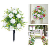 Maxbell Artificial Rose Flower with Ground Spikes Fake Plant for Yard Farmhouse Party White