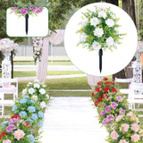 Maxbell Artificial Rose Flower with Ground Spikes Fake Plant for Yard Farmhouse Party White