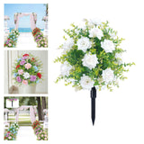 Maxbell Artificial Rose Flower with Ground Spikes Fake Plant for Yard Farmhouse Party White