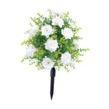 Maxbell Artificial Rose Flower with Ground Spikes Fake Plant for Yard Farmhouse Party White