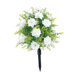 Maxbell Artificial Rose Flower with Ground Spikes Fake Plant for Yard Farmhouse Party White