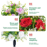 Maxbell Artificial Rose Flower with Ground Spikes Fake Plant for Yard Farmhouse Party White