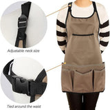 Maxbell Gardening Apron with Multiple Pocket Artist Painting Apron for Lab Work Chef