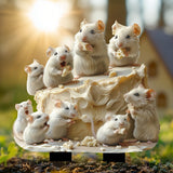 Maxbell 2D Mice and Cheese Ground Stake Outdoor Decor for Lawn Flower Pot Front Yard