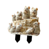 Maxbell 2D Mice and Cheese Ground Stake Outdoor Decor for Lawn Flower Pot Front Yard