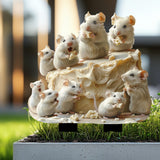 Maxbell 2D Mice and Cheese Ground Stake Outdoor Decor for Lawn Flower Pot Front Yard