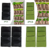 Maxbell 2Pcs Plant Planting Grow Bags Hanging Flower Pouch for Wall Vegetable Yard Black vertical