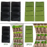 Maxbell 2Pcs Plant Planting Grow Bags Hanging Flower Pouch for Wall Vegetable Yard Black vertical