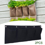 Maxbell 2 Pieces Hanging Planter Bags Horizontal Gardening Planter Pockets for Porch Black