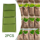 Maxbell 2Pcs Plant Planting Grow Bags Hanging Flower Pouch for Wall Vegetable Yard Green vertical