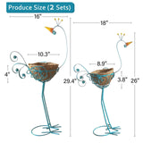 Maxbell 2 Pieces Peacock Planter Stand Decorative Flower Pot for Outdoor Indoor Lawn