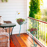 Maxbell 2 Pieces Peacock Planter Stand Decorative Flower Pot for Outdoor Indoor Lawn