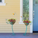 Maxbell 2 Pieces Peacock Planter Stand Decorative Flower Pot for Outdoor Indoor Lawn