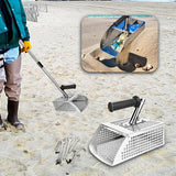 Maxbell Long Handle Sand Shovel Handheld Detachable Stainless Steel Garden Rake Tool