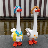 Maxbell Duck Statue Miniature Landscape Collectible Goose Statue for Porch Yard Lawn A