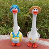 Maxbell Duck Statue Miniature Landscape Collectible Goose Statue for Porch Yard Lawn A