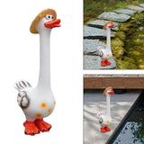 Maxbell Duck Statue Miniature Landscape Collectible Goose Statue for Porch Yard Lawn A