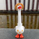 Maxbell Duck Statue Miniature Landscape Collectible Goose Statue for Porch Yard Lawn A