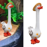 Maxbell Duck Statue Miniature Landscape Collectible Goose Statue for Porch Yard Lawn A