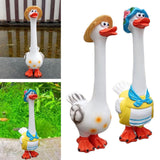 Maxbell Duck Statue Miniature Landscape Collectible Goose Statue for Porch Yard Lawn A