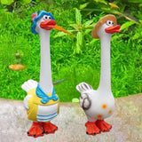 Maxbell Duck Statue Miniature Landscape Collectible Goose Statue for Porch Yard Lawn A