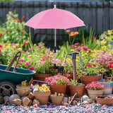 Maxbell Plant Umbrella Rainproof Multifunctional Ground Plug Lightweight Shade Cover Pink